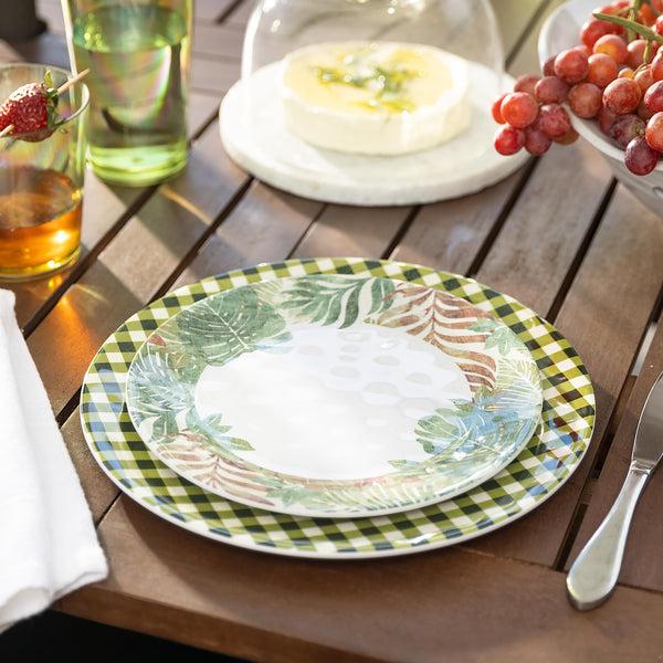 Plow & Hearth Moss Gingham Melamine Dinner Plates Set Of 6