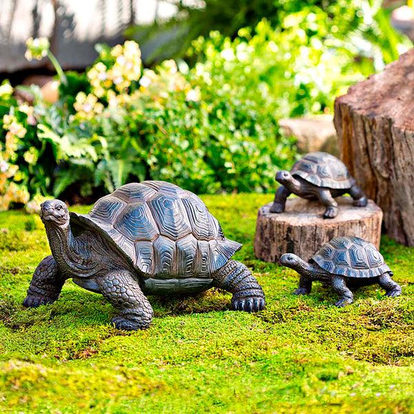 Plow & Hearth Mother Tortoise With Two Babies Resin Garden Accents