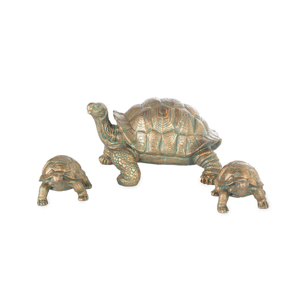 Plow & Hearth Mother Tortoise With Two Babies Resin Garden Accents