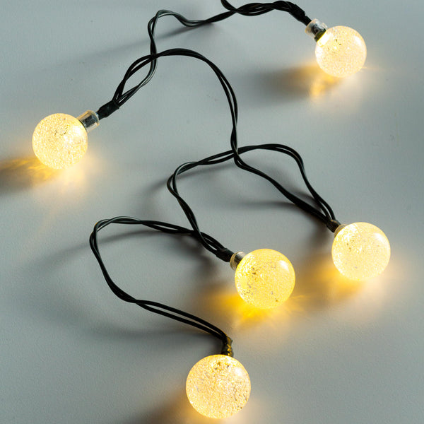 Plow & Hearth Multi-Function Solar Ball String Lights With Warm White LEDs