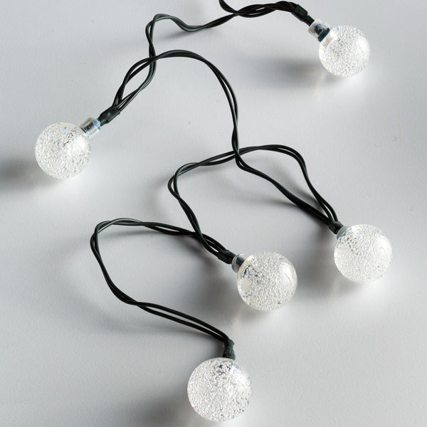 Plow & Hearth Multi-Function Solar Ball String Lights With Warm White LEDs