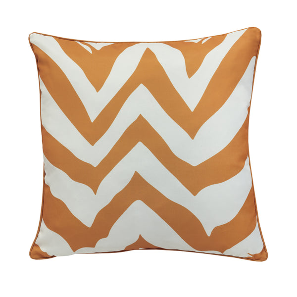 Plow & Hearth Mustard Zig Zag Outdoor Polyester Pillow 24"x 24"