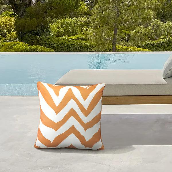 plow & hearth Mustard Zig Zag Outdoor Polyester Pillow 24"x 24"