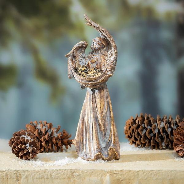 plow & hearth Nativity Bird Feeder Resin Bird Feeder Angel 17"H