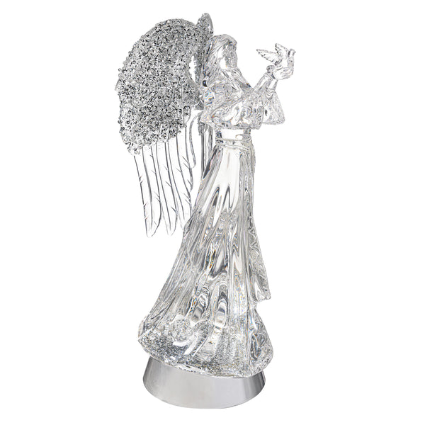 Plow & Hearth Nativity LED Table Decor Angel Acrylic Water Lantern 14"H