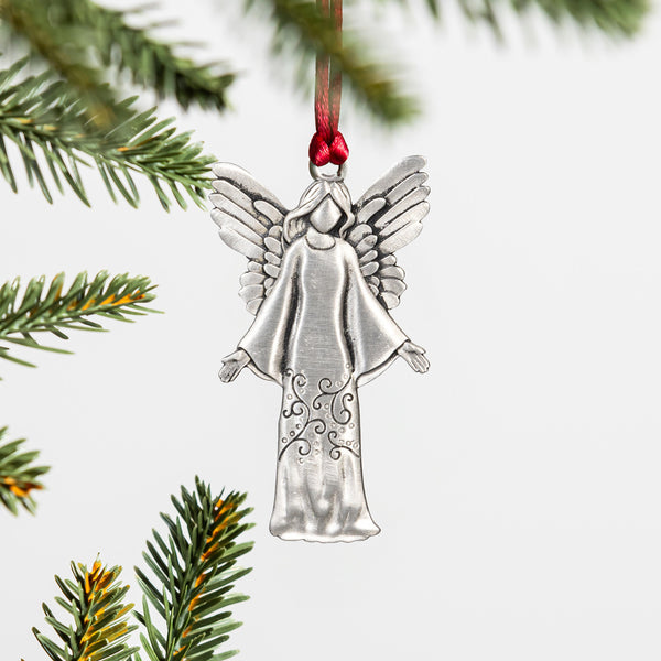 plow & hearth Nativity Ornament Solid Pewter Angel 3"H