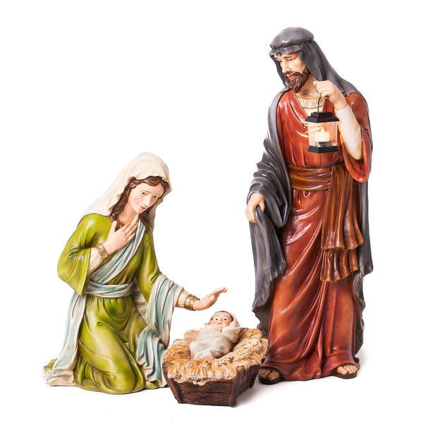 Plow & Hearth Nativity Set Of 3: Mary Joseph And Baby Jesus Full Color