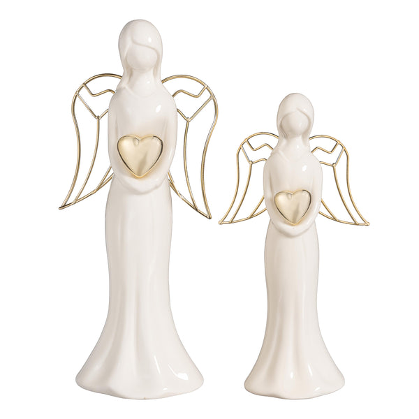 Plow & Hearth Nativity Table Décor Angel With Heart Ceramic Set