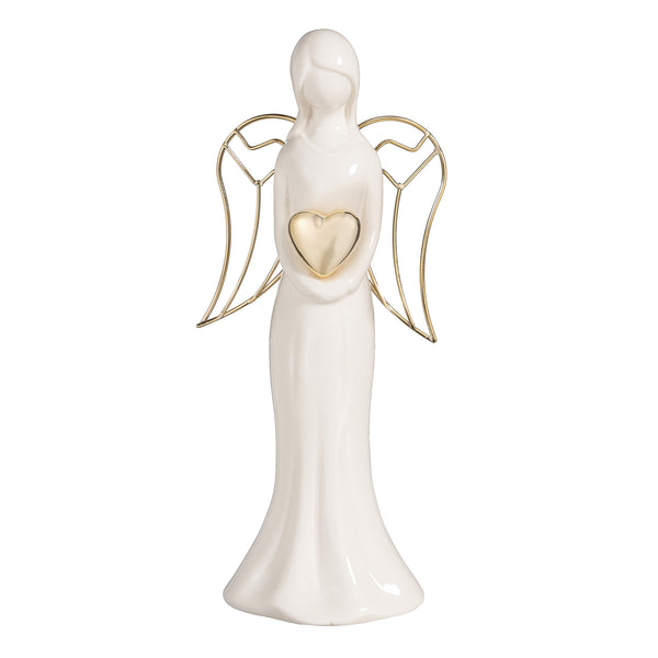 Plow & Hearth Nativity Table Décor Angel With Heart Ceramic Set