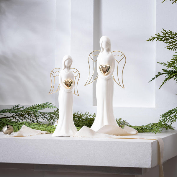 plow & hearth Nativity Table Décor Angel with Heart Ceramic Set
