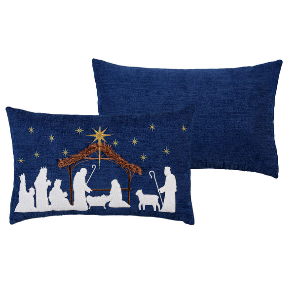 plow & hearth Nativity Throw Pillow Nativity Lumbar Pillow 16"L x 10"H