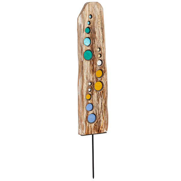 Plow & Hearth Natural Driftwood Colorful Glass Statuary