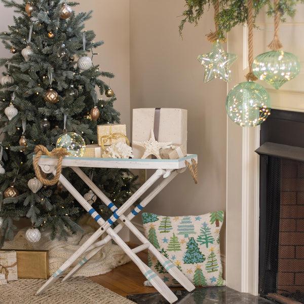 Plow & Hearth Nautical Wooden Boat Table With Oar Legs