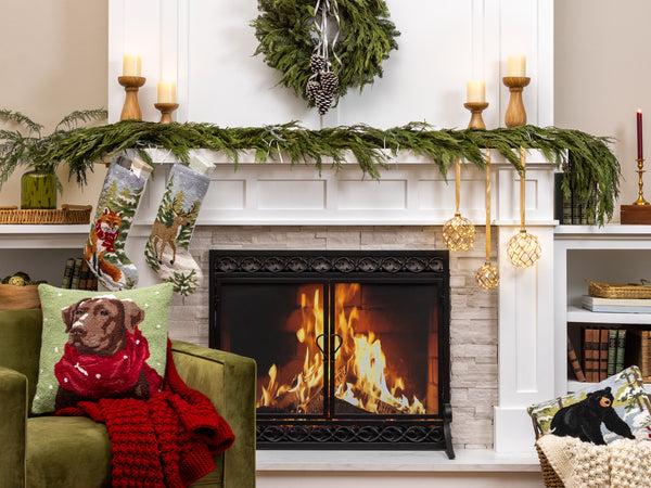 Plow & Hearth Noble Fir And Pinecone Fresh Wreath With Bells 20"