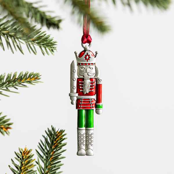 plow & hearth Nutcracker Solid Pewter Christmas Ornament
