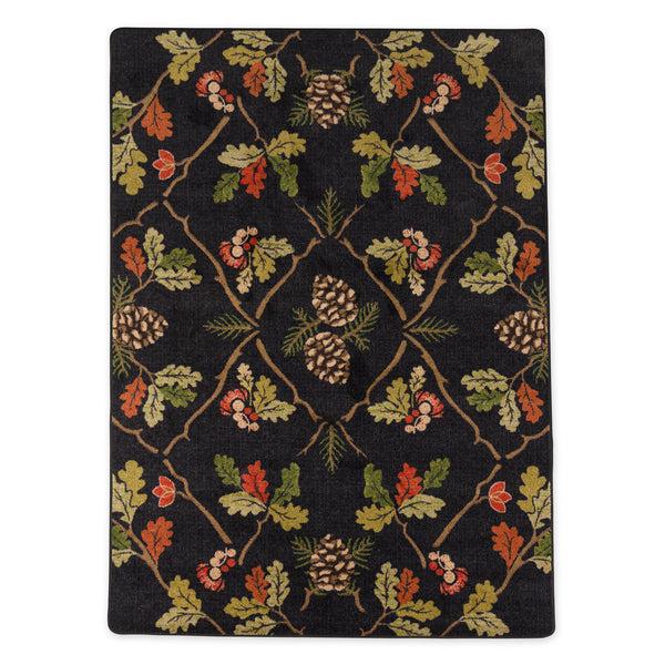 plow & hearth Oakwood Pine Cone and Oak Leaf Rug 5'4" x 7'8"
