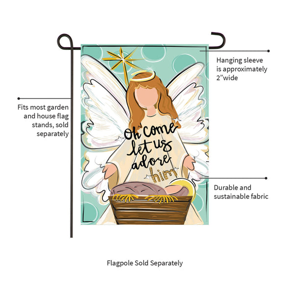 Plow & Hearth Oh Come Let Us Adore Him Applique Garden Flag