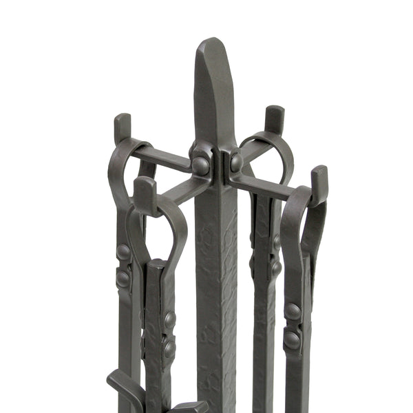 Plow & Hearth Old World Forged Iron Fireplace Tool Set