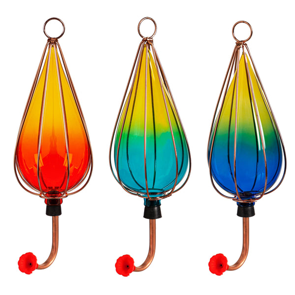 Plow & Hearth Ombre Glass Hummingbird Feeders Set Of 3
