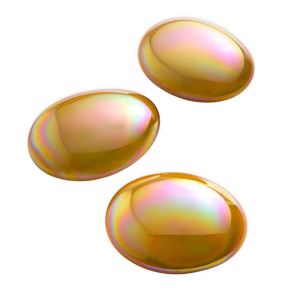 plow & hearth Organic Shaped Iridescent Glass Stones Set of 3 Yellow