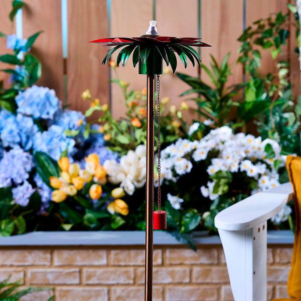 plow & hearth Outdoor Metal Flower Garden Tiki Torch with Snuffer