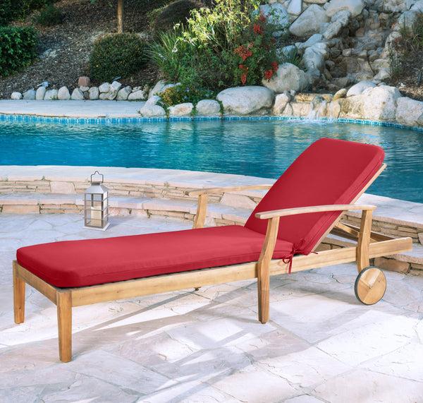 plow & hearth Outdoor Polyester Lounger Cushion 22"x73" Solid Red