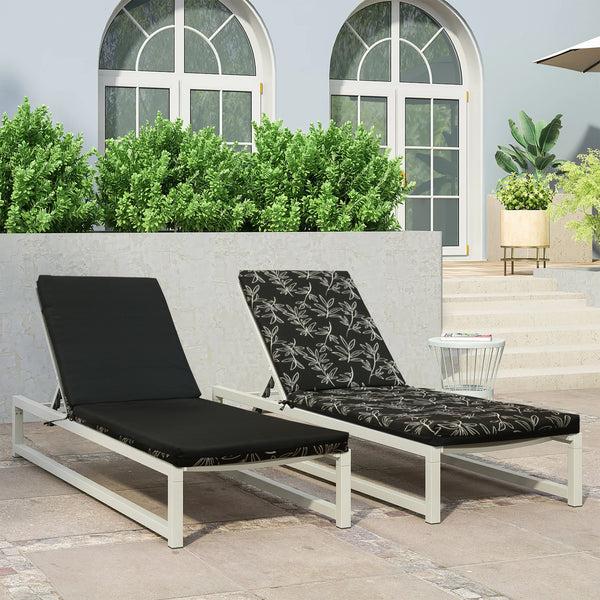 plow & hearth Outdoor Polyester Lounger Cushion 22"x73" White Floral