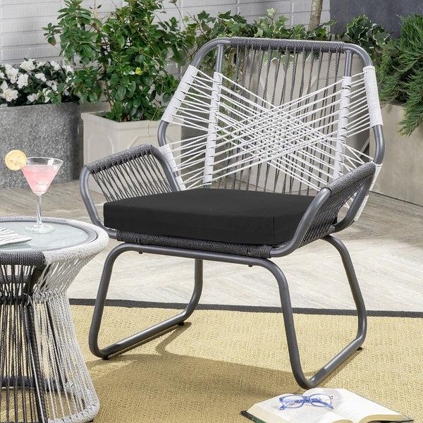plow & hearth Outdoor Polypropylene Arm Chair Cushion 18"x19" Solid Black
