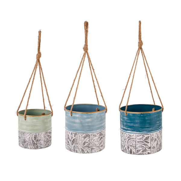 Plow & Hearth Painted Metal Hanging Planters Set Of 3