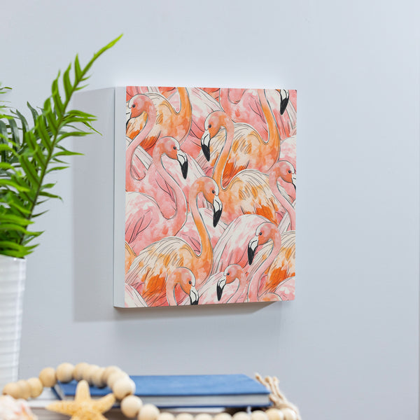 plow & hearth Palm Beach Flamingo Indoor Wall Décor Wood 12"x12"