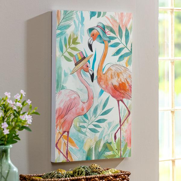 plow & hearth Palm Beach Flamingo Indoor Wall Décor Wood 24"x16"