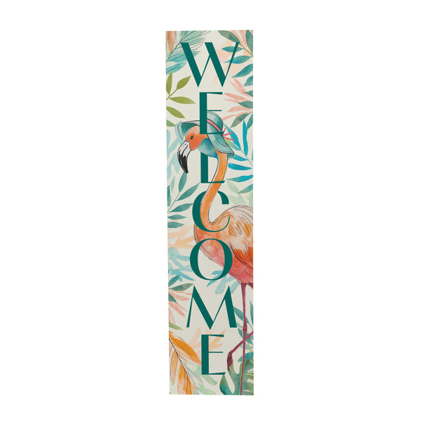 Plow & Hearth Palm Beach Flamingo Porch Leaner "Welcome" 46"H