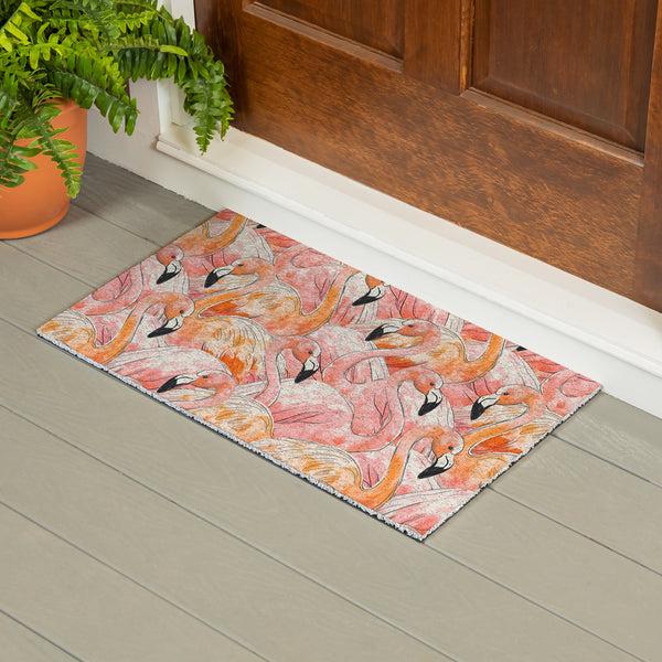 Plow & Hearth Palm Beach Flamingo PVC Trapper Mat 28"x16"