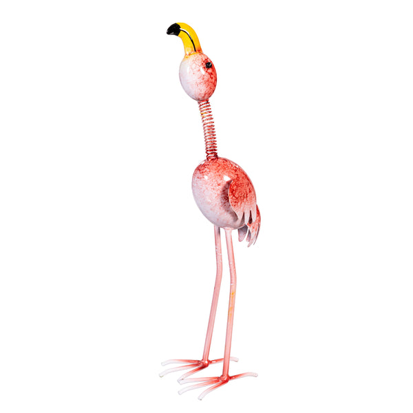 Plow & Hearth Palm Beach Garden Statue Metal Flamingo Mom Balancer With Wobble Baby Statue Set 31.5"H