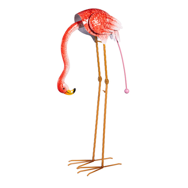Plow & Hearth Palm Beach Garden Statue Metal Flamingo Mom Balancer With Wobble Baby Statue Set 31.5"H