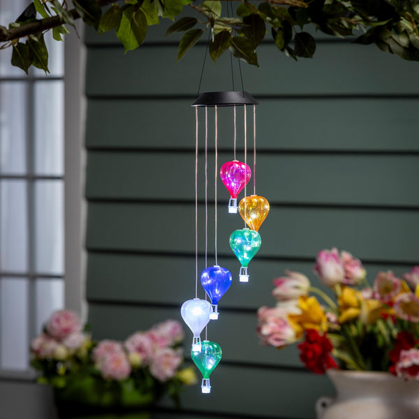 plow & hearth Palm Beach Mobile White Light Rainbow Balloon Solar Mobile