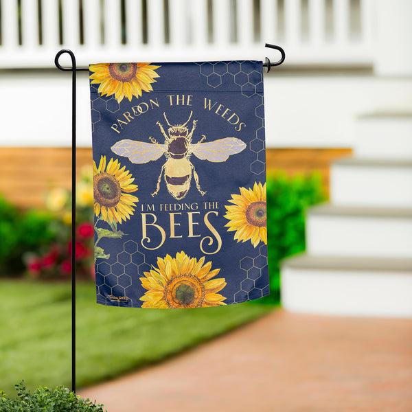 plow & hearth Pardon the Weeds I'm Feeding The Bee's Suede Garden Flag