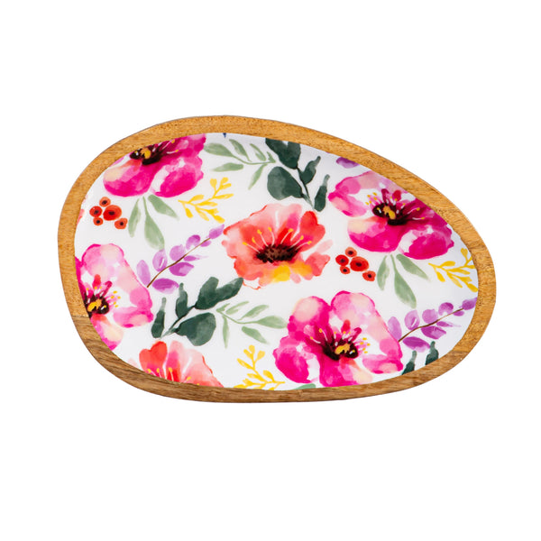 Plow & Hearth Pastels Of Nature Irregular Shaped Wood Serving Tray 12"L