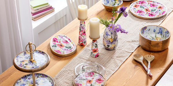 Plow & Hearth Pastels Of Nature Irregular Shaped Wood Serving Tray 12"L