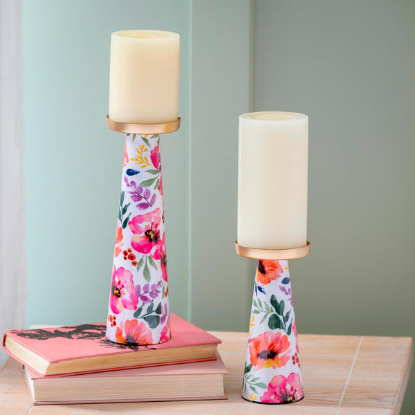 plow & hearth Pastels of Nature Metal Candle Holder Set
