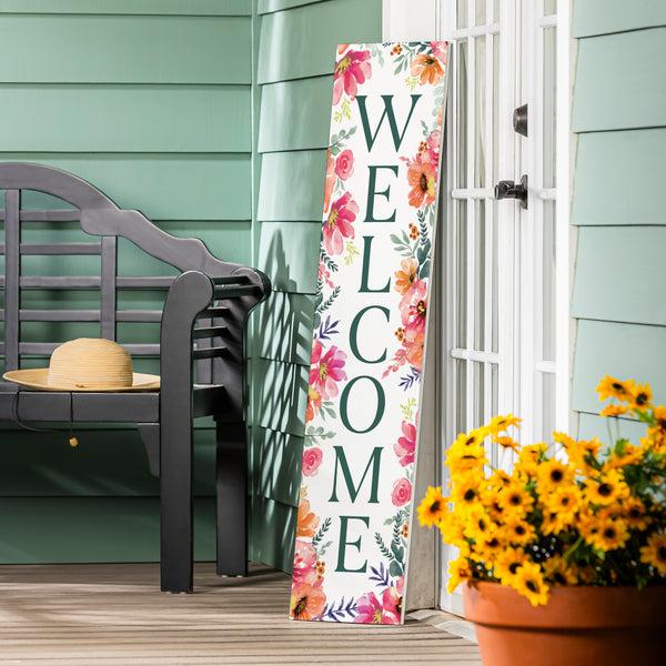 plow & hearth Pastels of Nature Porch Leaner "Welcome" 46"H