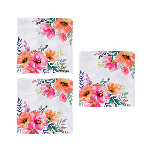 Plow & Hearth Pastels Of Nature Quick Dry Dish Cloth Set Of 3 10" X 10"