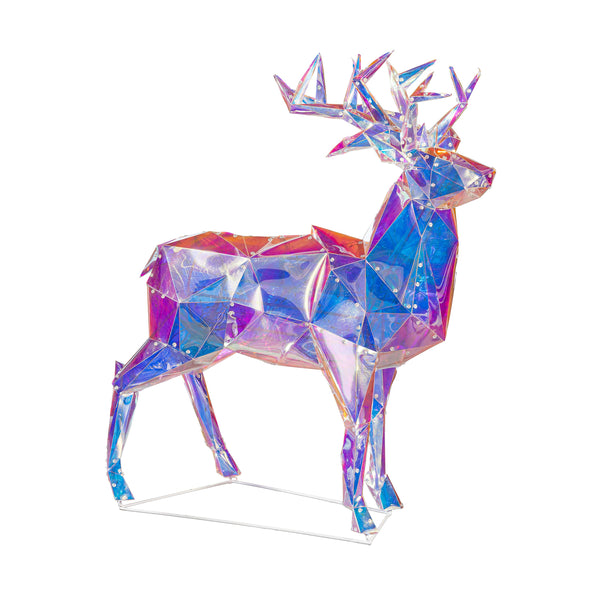 Plow & Hearth Pearl And Pine Garden Statue LED PVC Statue Iridescent Deer 28"H