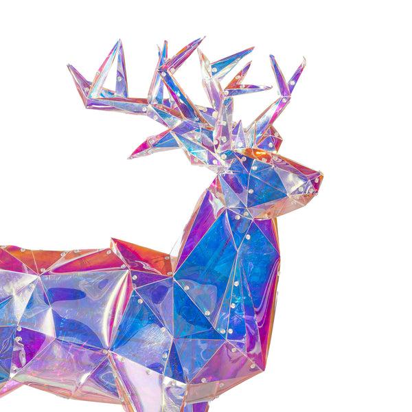 Plow & Hearth Pearl And Pine Garden Statue LED PVC Statue Iridescent Deer 28"H