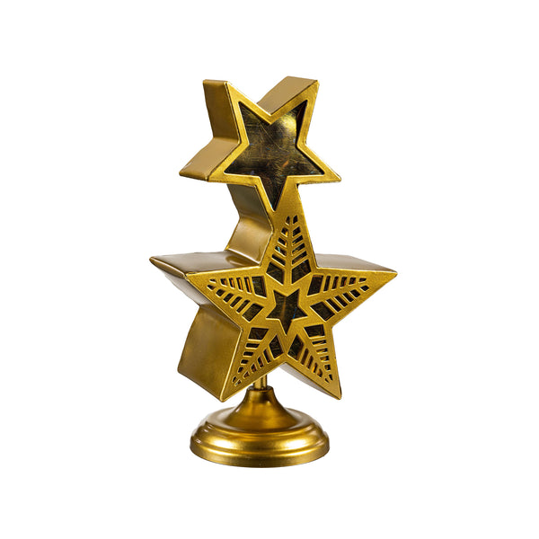 Plow & Hearth Pearl And Pine Garden Statue LED RGB Color Changing Statue Stacked Star 14"H