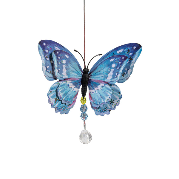 Plow & Hearth Pearl And Pine Mobile White Light Solar Mobile Frosted Butterfly 26"H