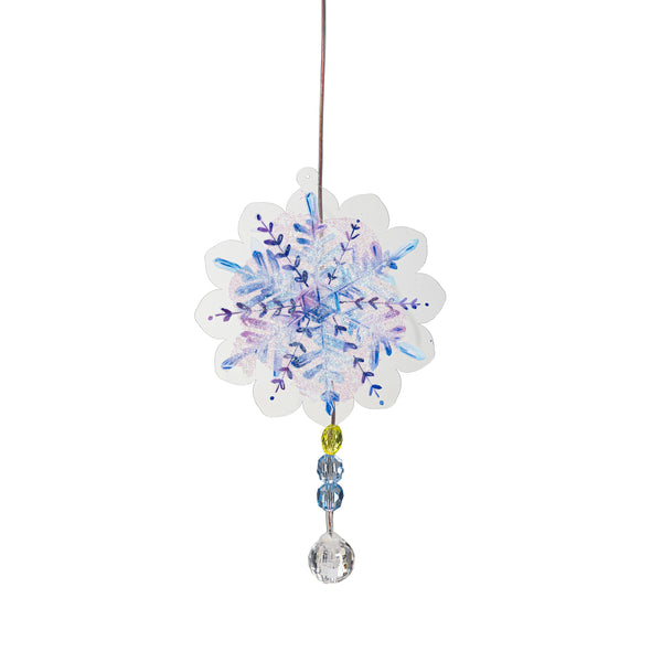 Plow & Hearth Pearl And Pine Mobile White Light Solar Mobile Snowflake 26"H