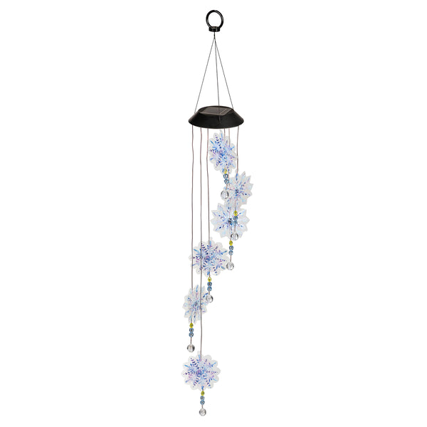 plow & hearth Pearl and Pine Mobile White Light Solar Mobile Snowflake 26"H