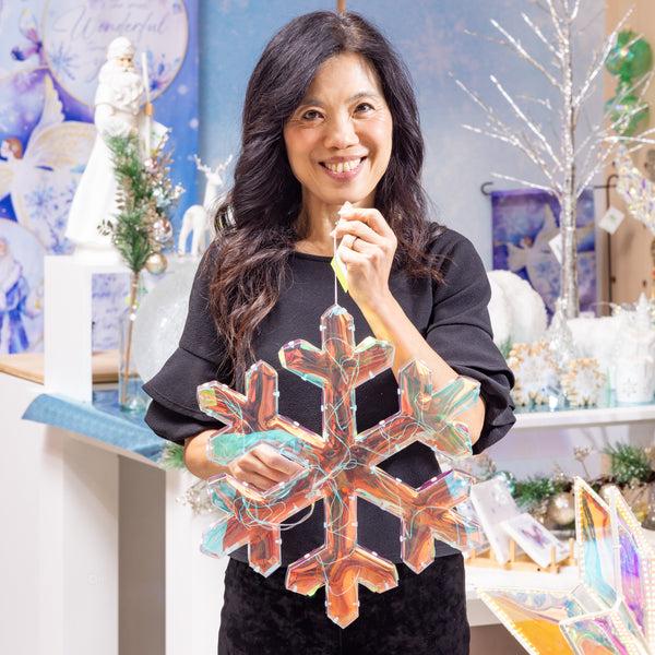 Plow & Hearth Pearl And Pine Outdoor Lamp & Lighting LED Snowflake 16"H