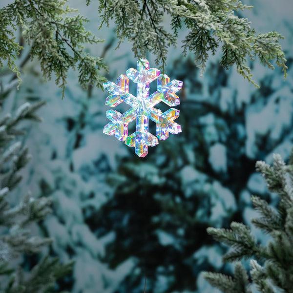 plow & hearth Pearl and Pine Outdoor Lamp & Lighting LED Snowflake 9"H